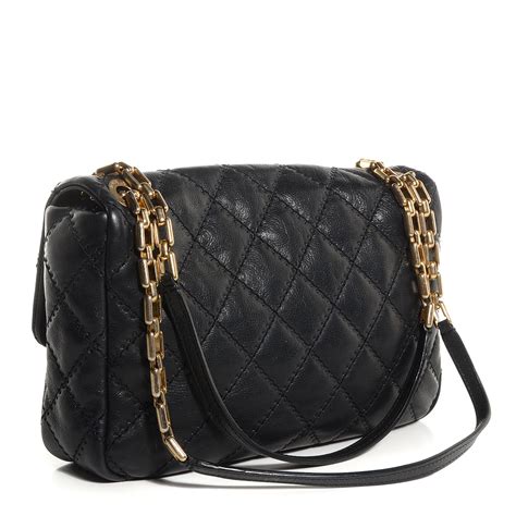 CHANEL Calfskin Quilted Retro Chain Flap Black 